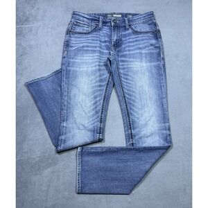BKE Jeans Mens 32R 32x32 CARTER Straight Leg Buckle USA Medium Wash Normcore